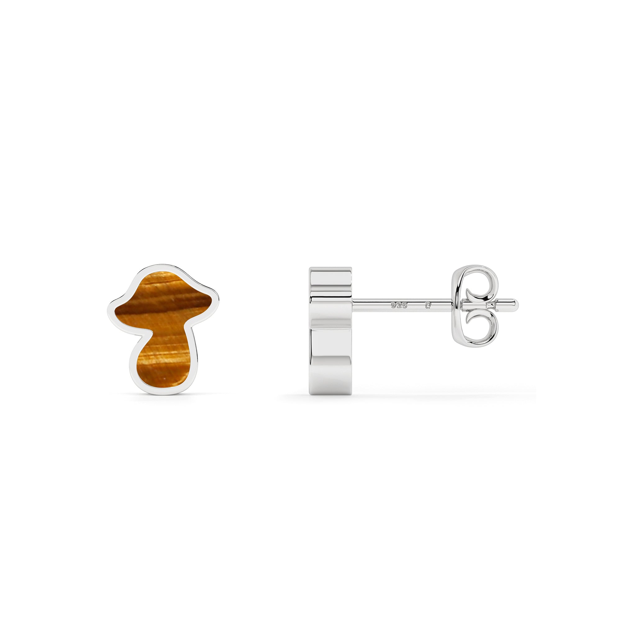 natural tiger eye mushroom shape stud earrings