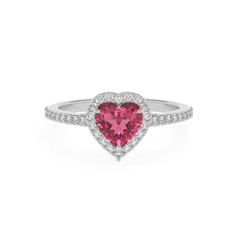 lab-grown pink-tourmaline heart half eterity halo solitaire engagement ring