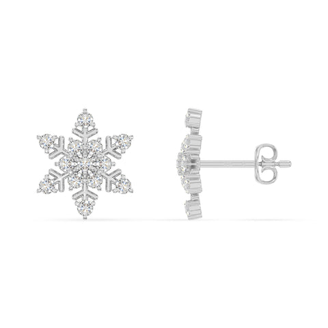 moissanite snowflake stud earrings in sterling silver 