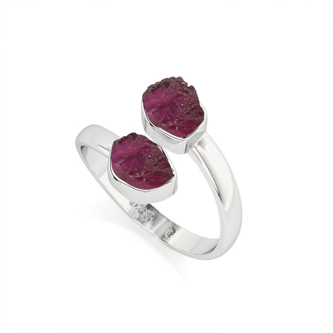 pink-tourmaline rough shape stackable bezel-set ring