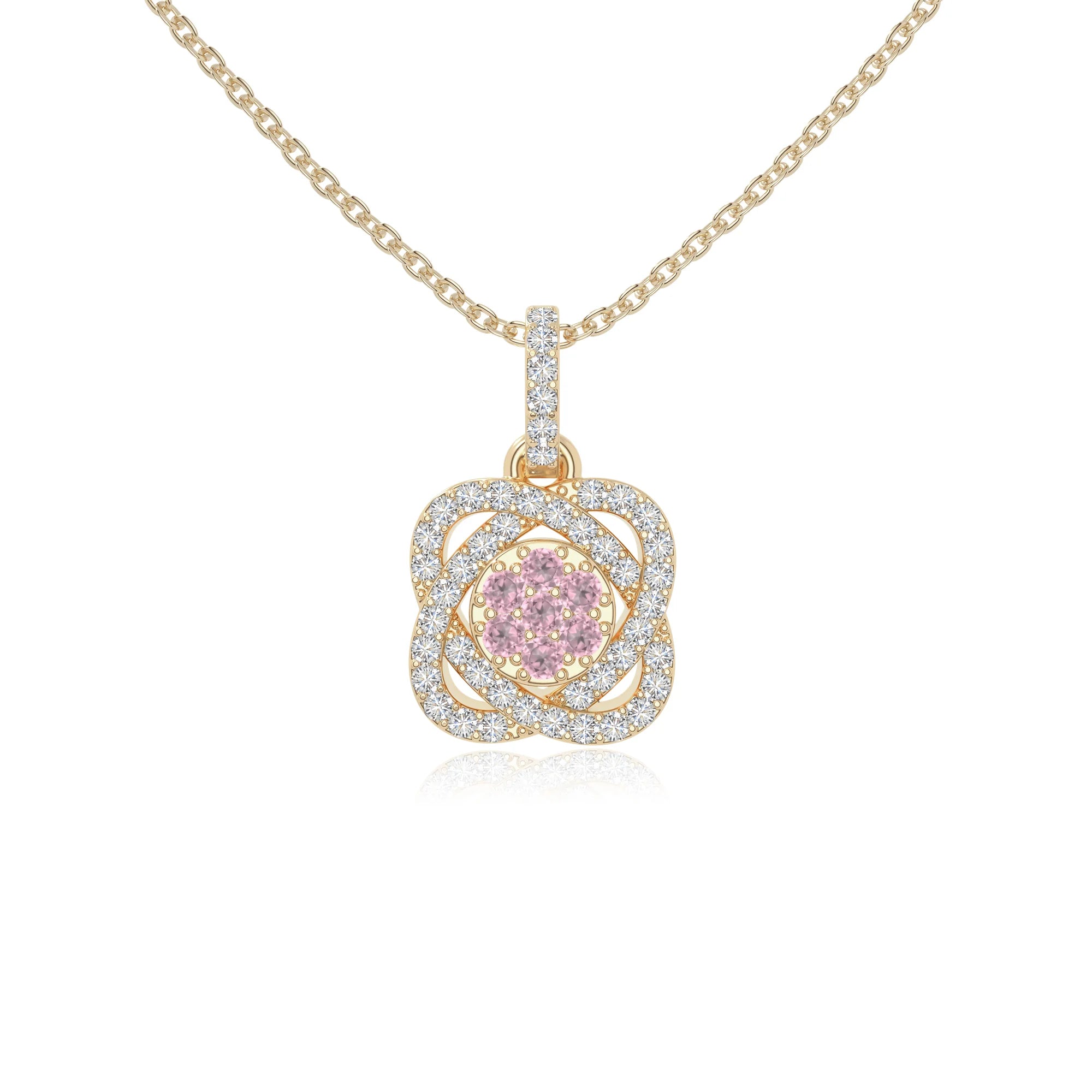natural pink-tourmaline inner power necklaces in yellow gold vermeil 