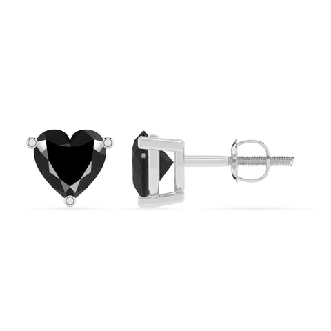 natural black onyx heart stud earrings 