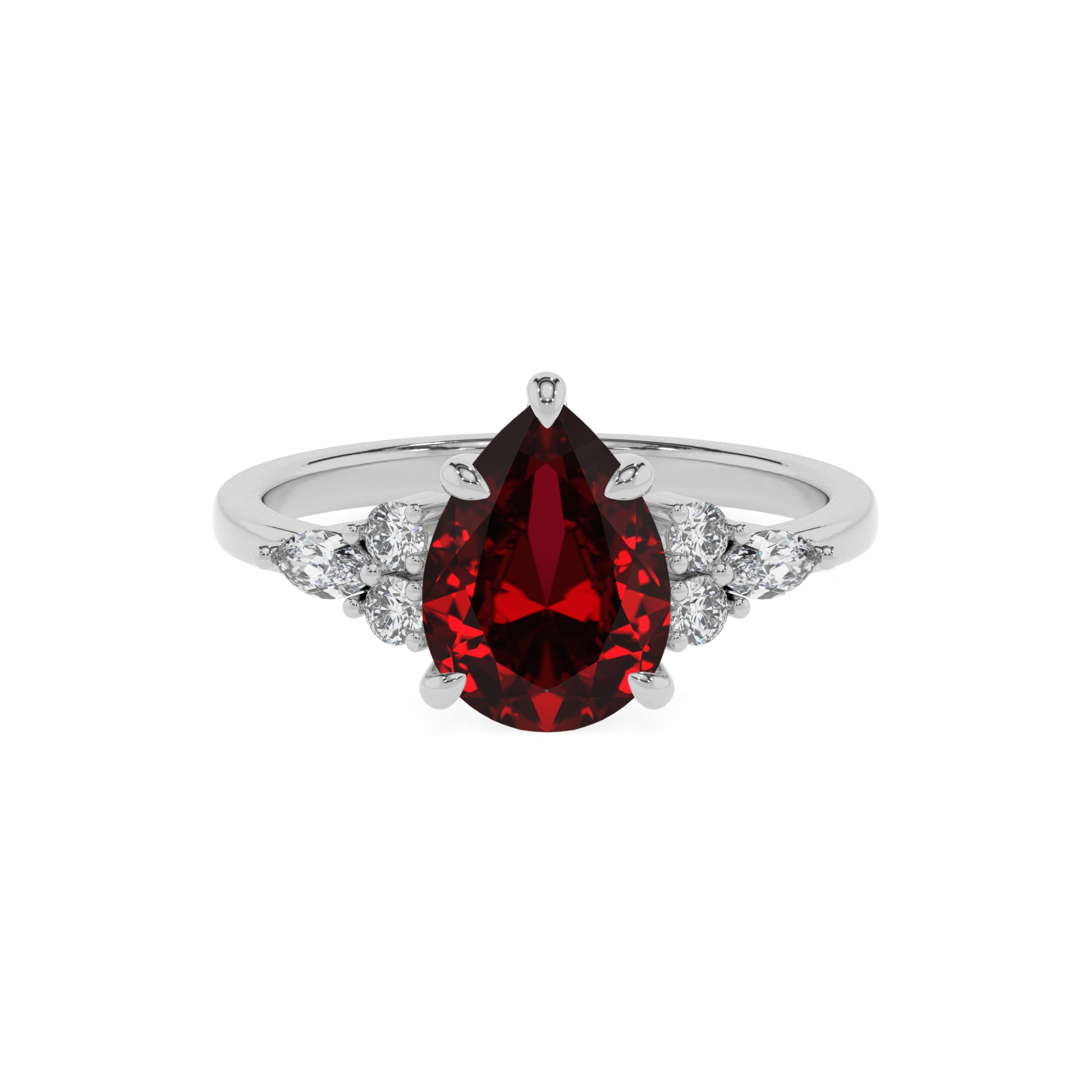 lab-grown ruby pear solitaire engagement ring