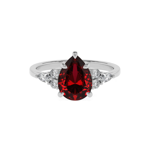 lab-grown ruby pear solitaire engagement ring