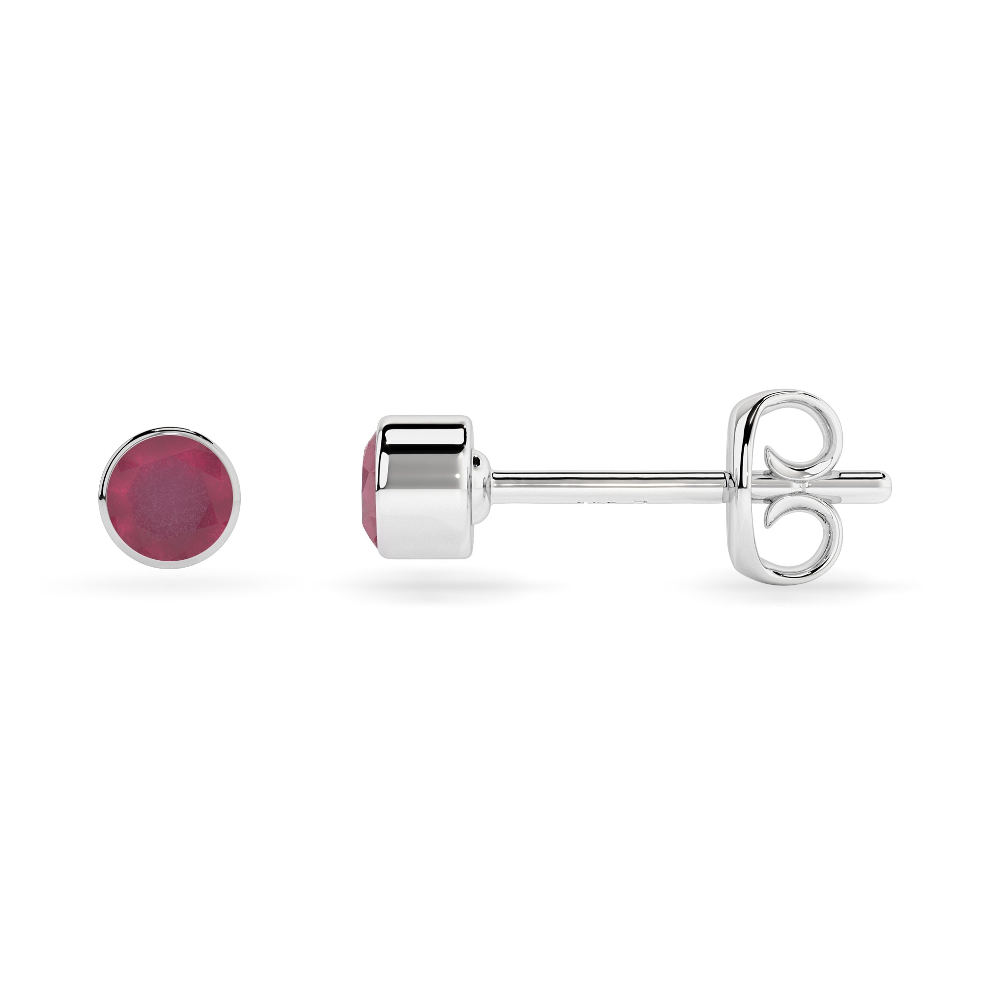 natural ruby round shape stud earrings