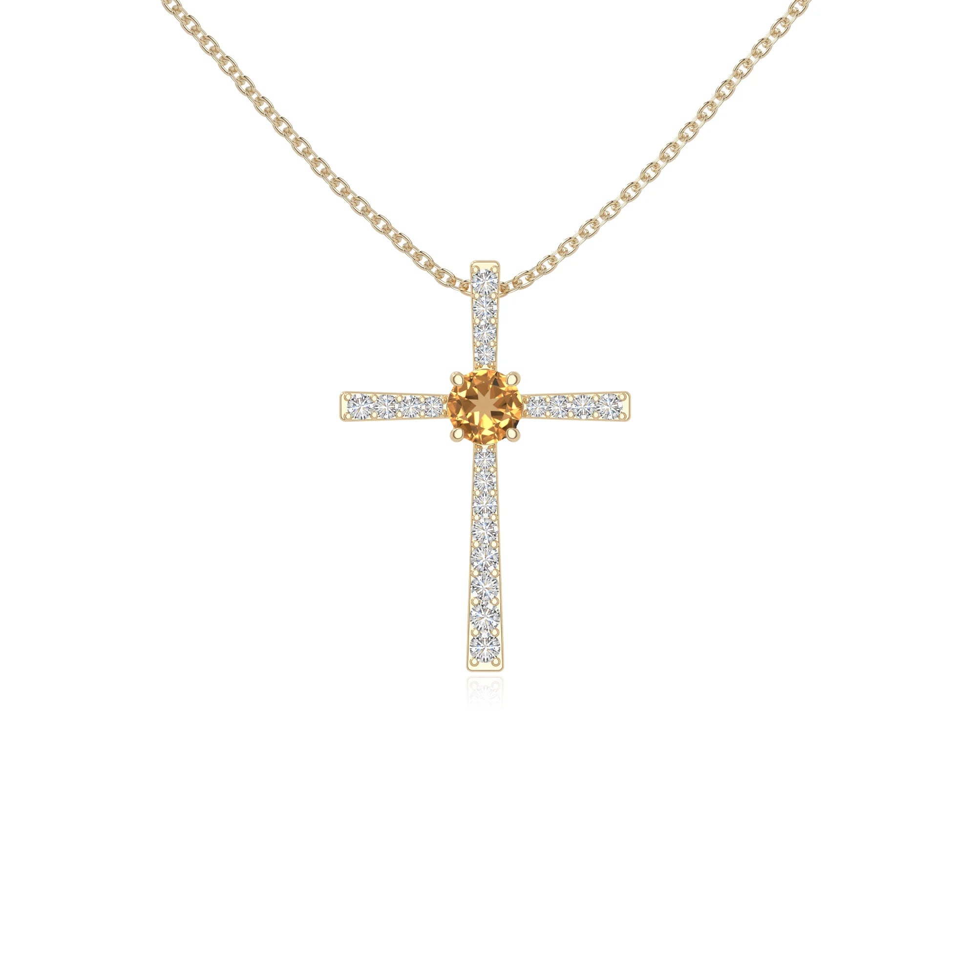 natural citrine cross necklaces in yellow gold vermeil 