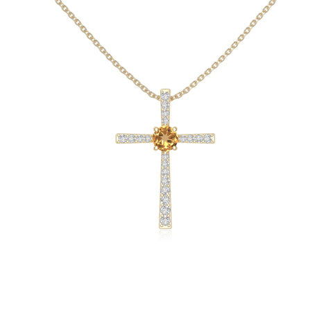 natural citrine cross necklaces in yellow gold vermeil 