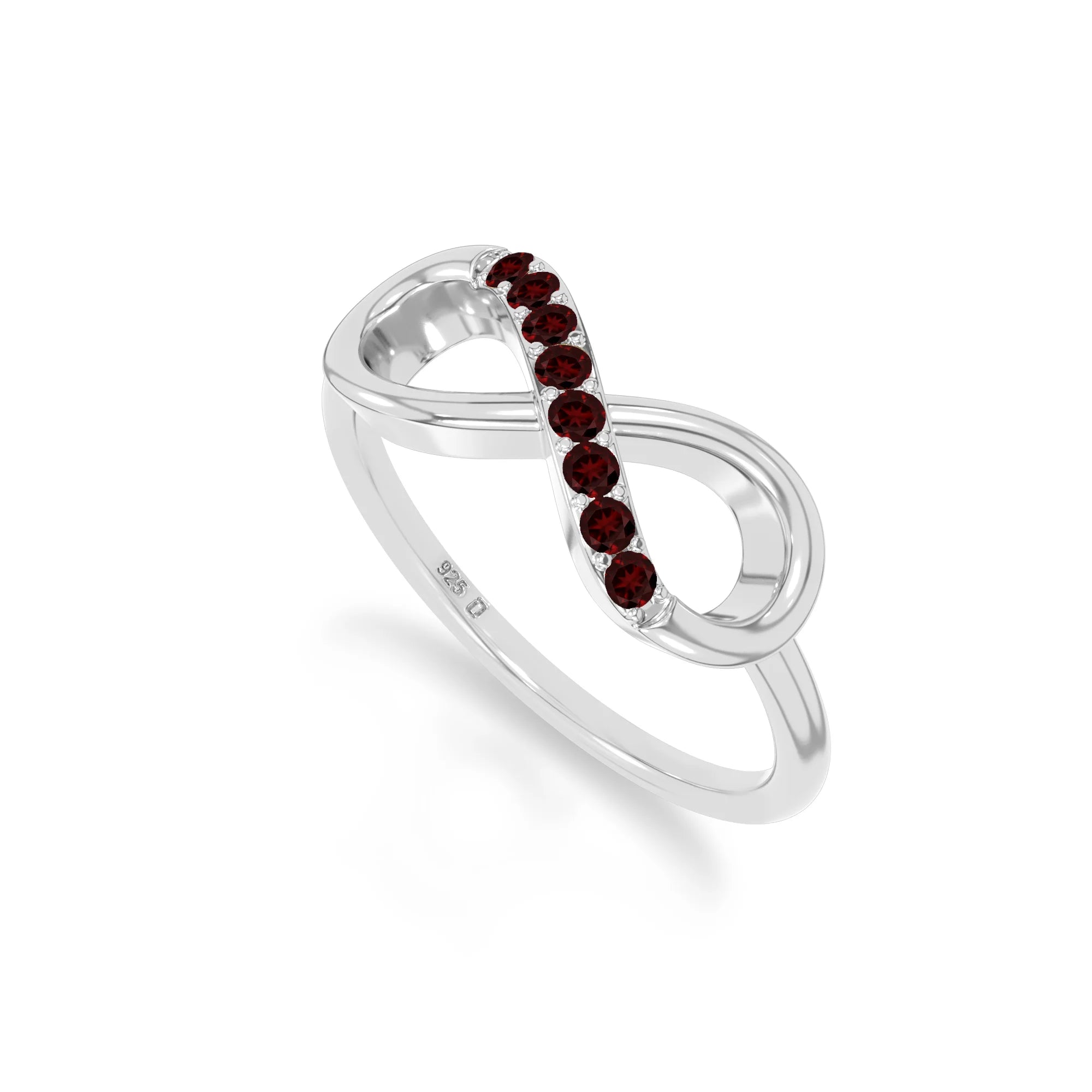 natural garnet infinity promise rings in sterling silver 
