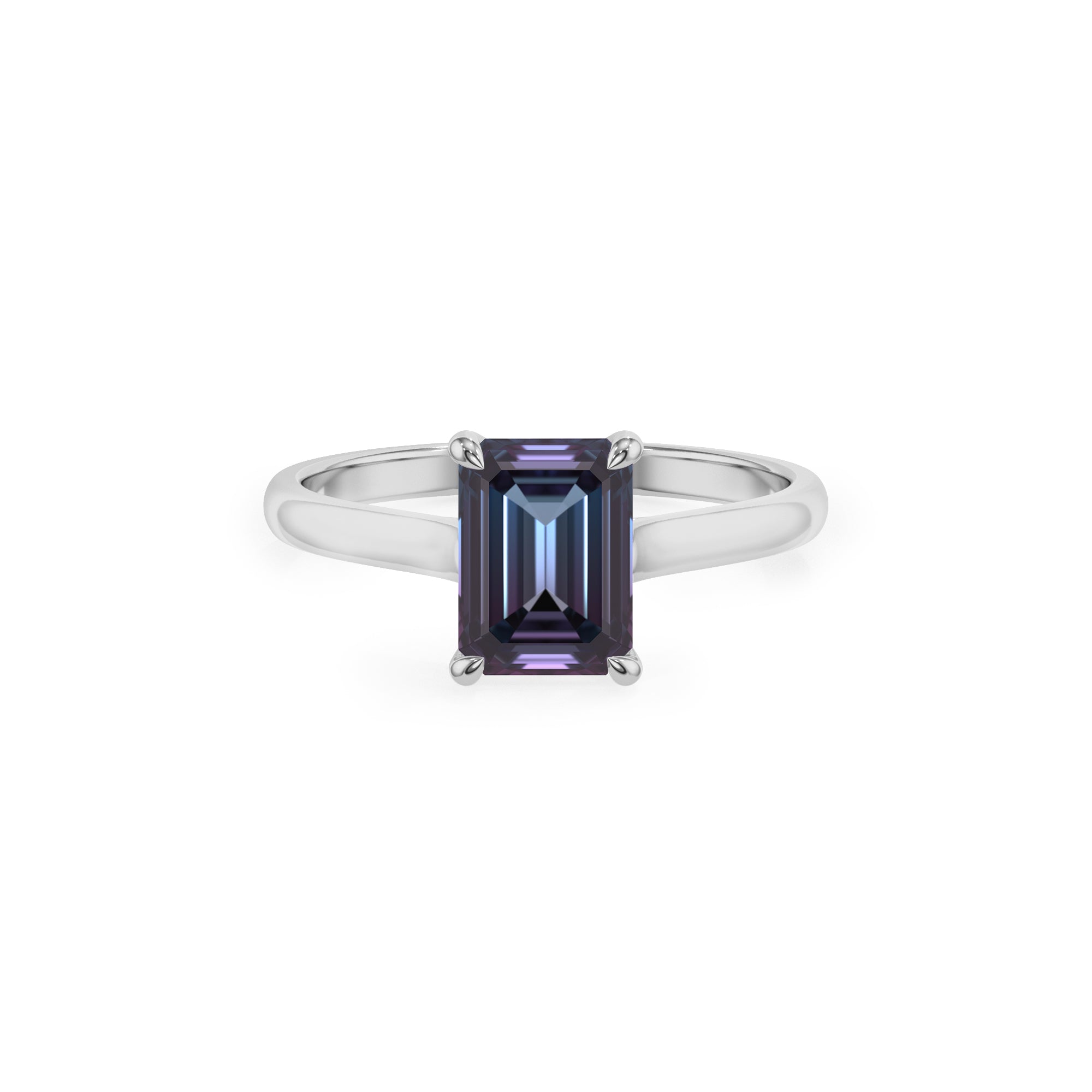 lab grown alexandrite emerald solitaire engagement ring