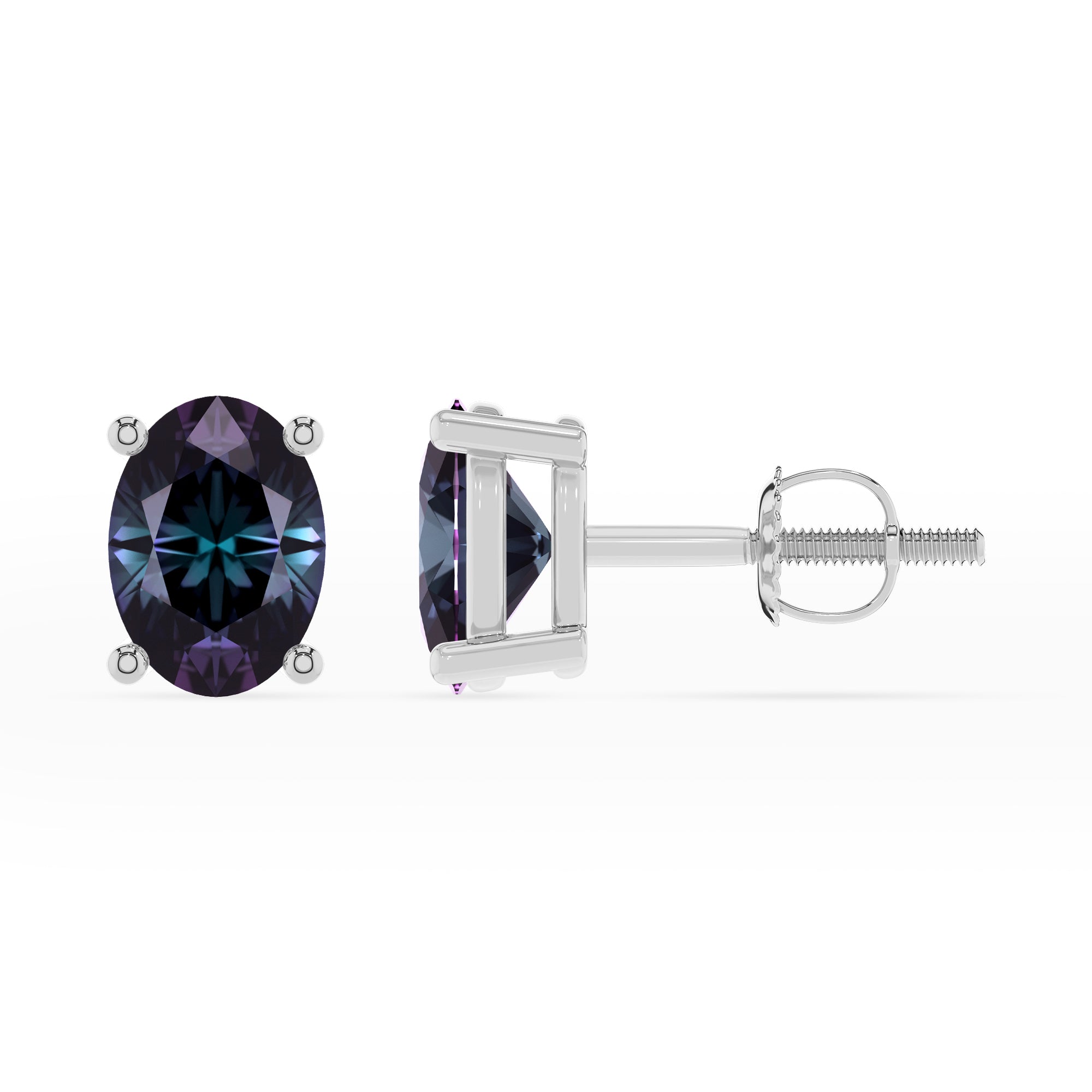 lab grown alexandrite oval stud earrings 