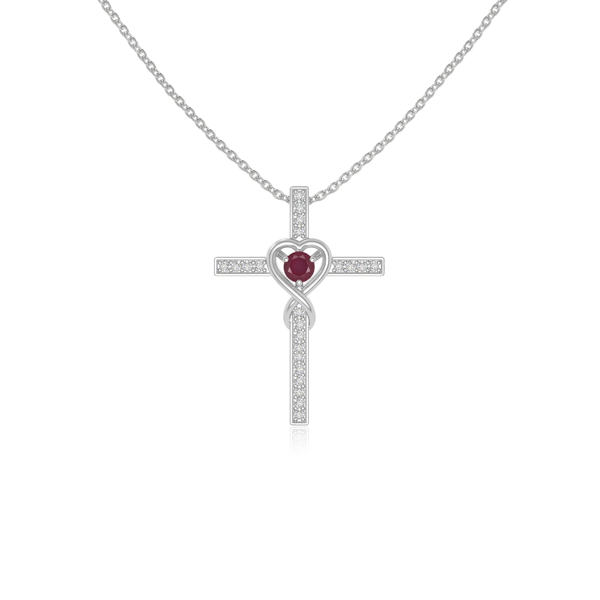 natural ruby infinity cross necklaces in sterling silver 