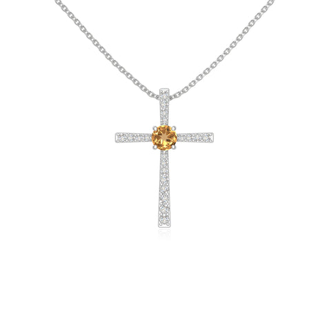 natural citrine cross necklaces in sterling silver 