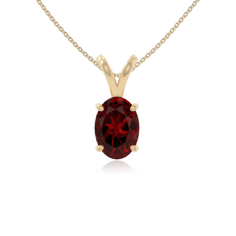 natural garnet v-bale solitaire necklaces in yellow gold vermeil 