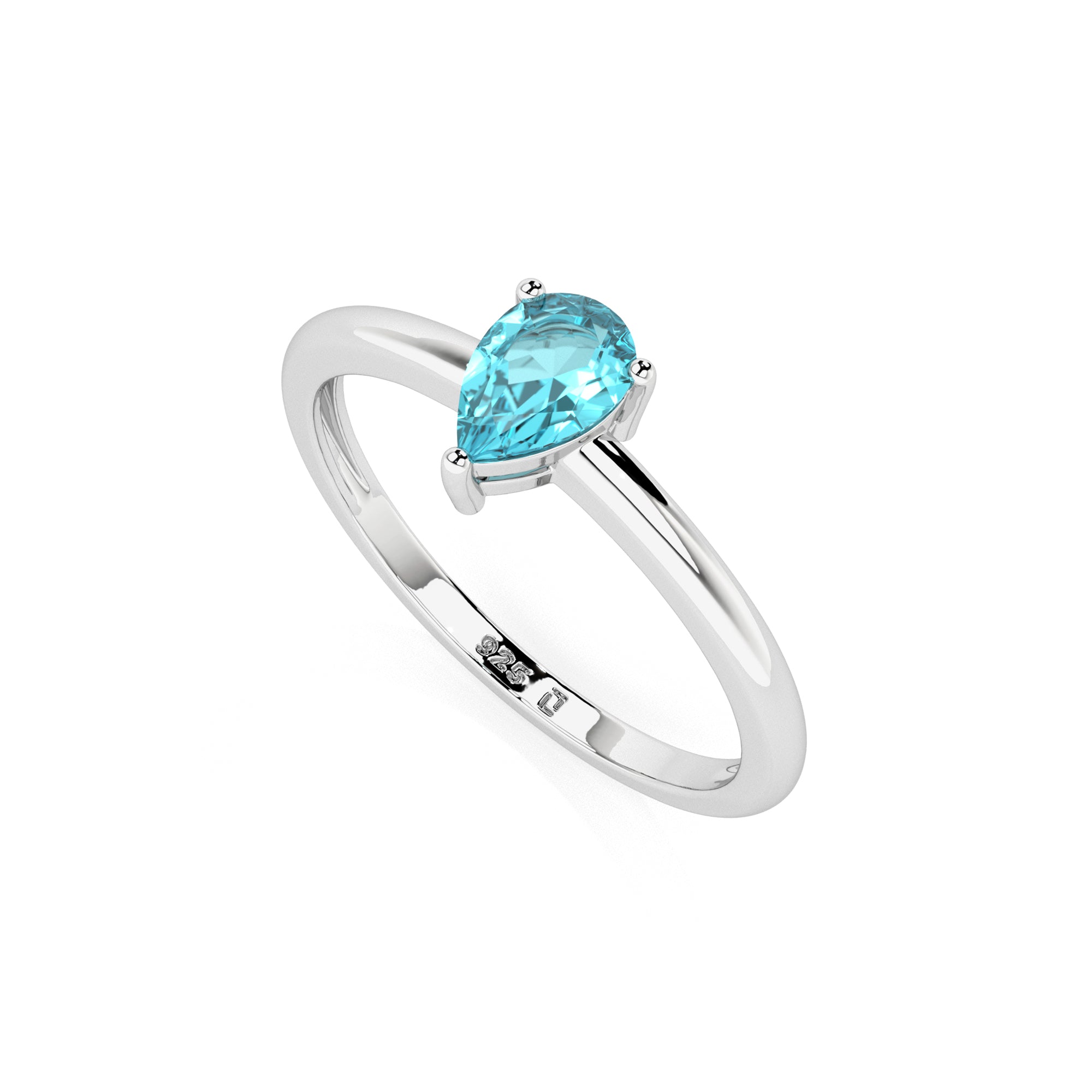 paraiba apatite pear cut stackable prong-set ring