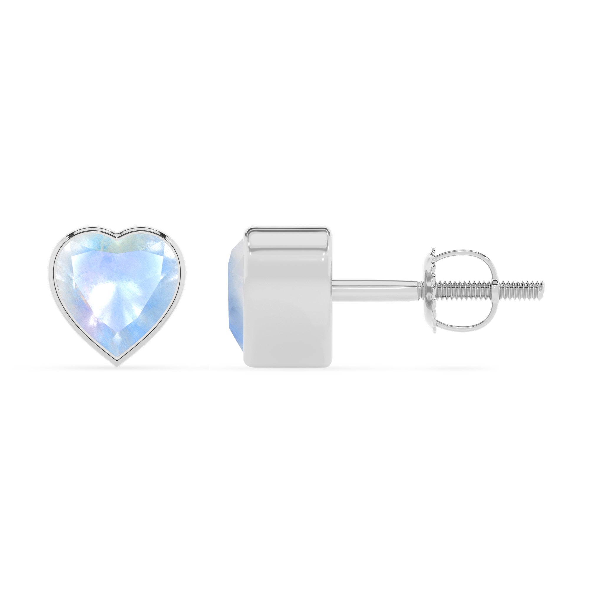 natural rainbow moonstone heart stud earrings 