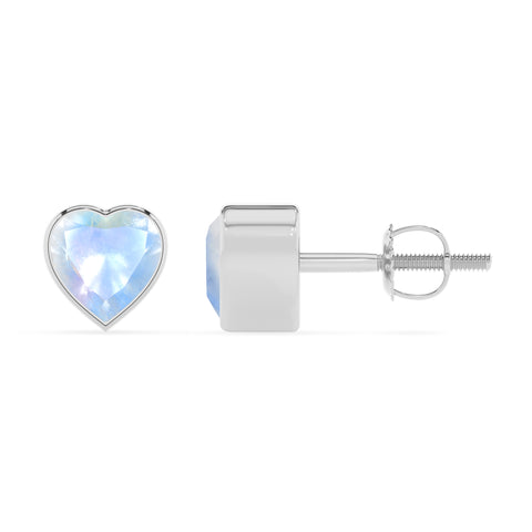 natural rainbow moonstone heart stud earrings 