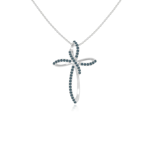 natural london-blue-topaz infinity cross necklaces in sterling silver 