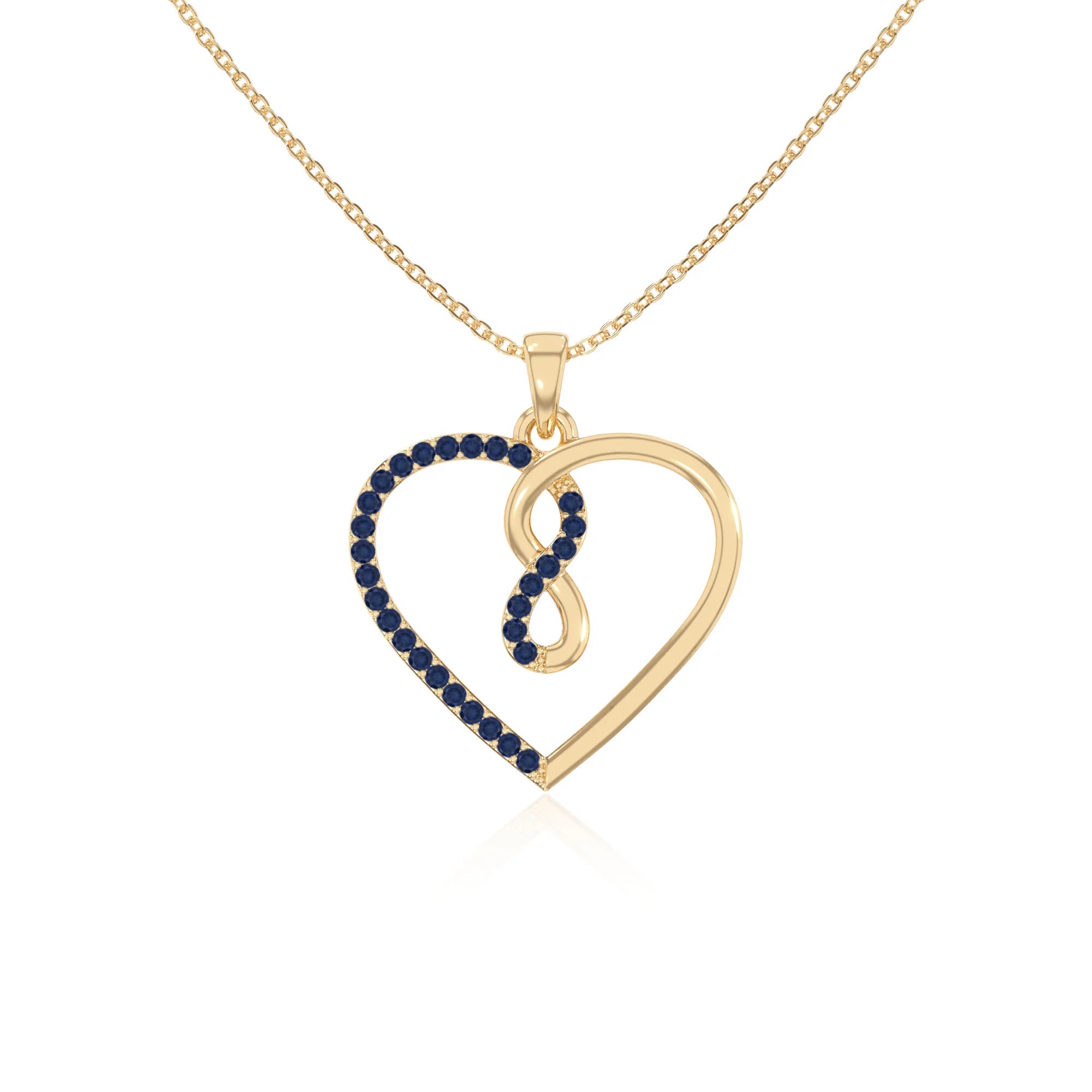 natural blue-sapphire infinity heart necklaces in yellow gold vermeil 