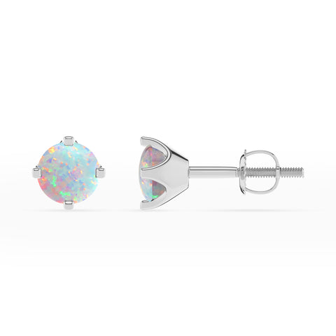 lab grown opal round stud earrings 