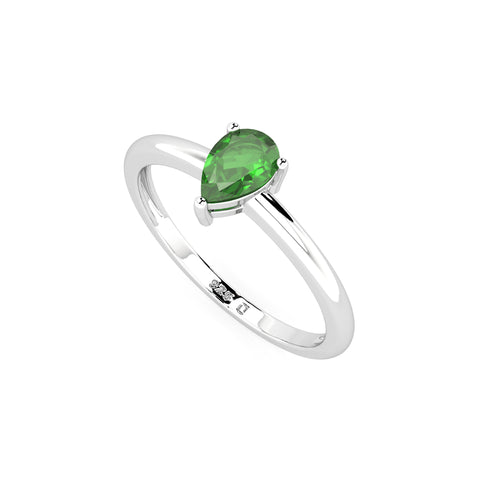 chrome diopside pear cut stackable prong-set ring