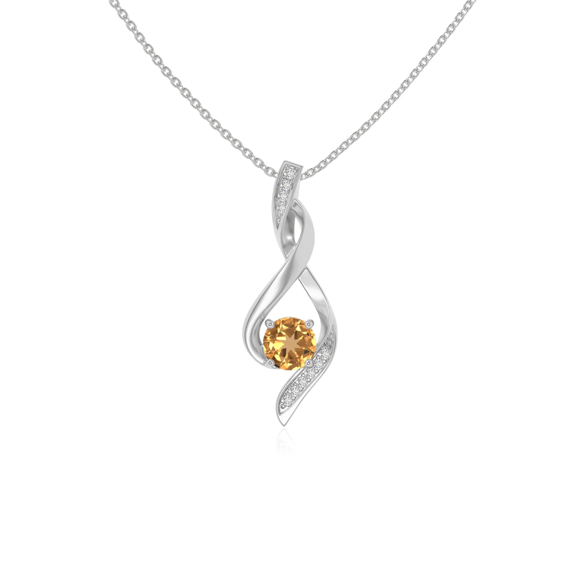 natural citrine infinity necklaces in sterling silver 
