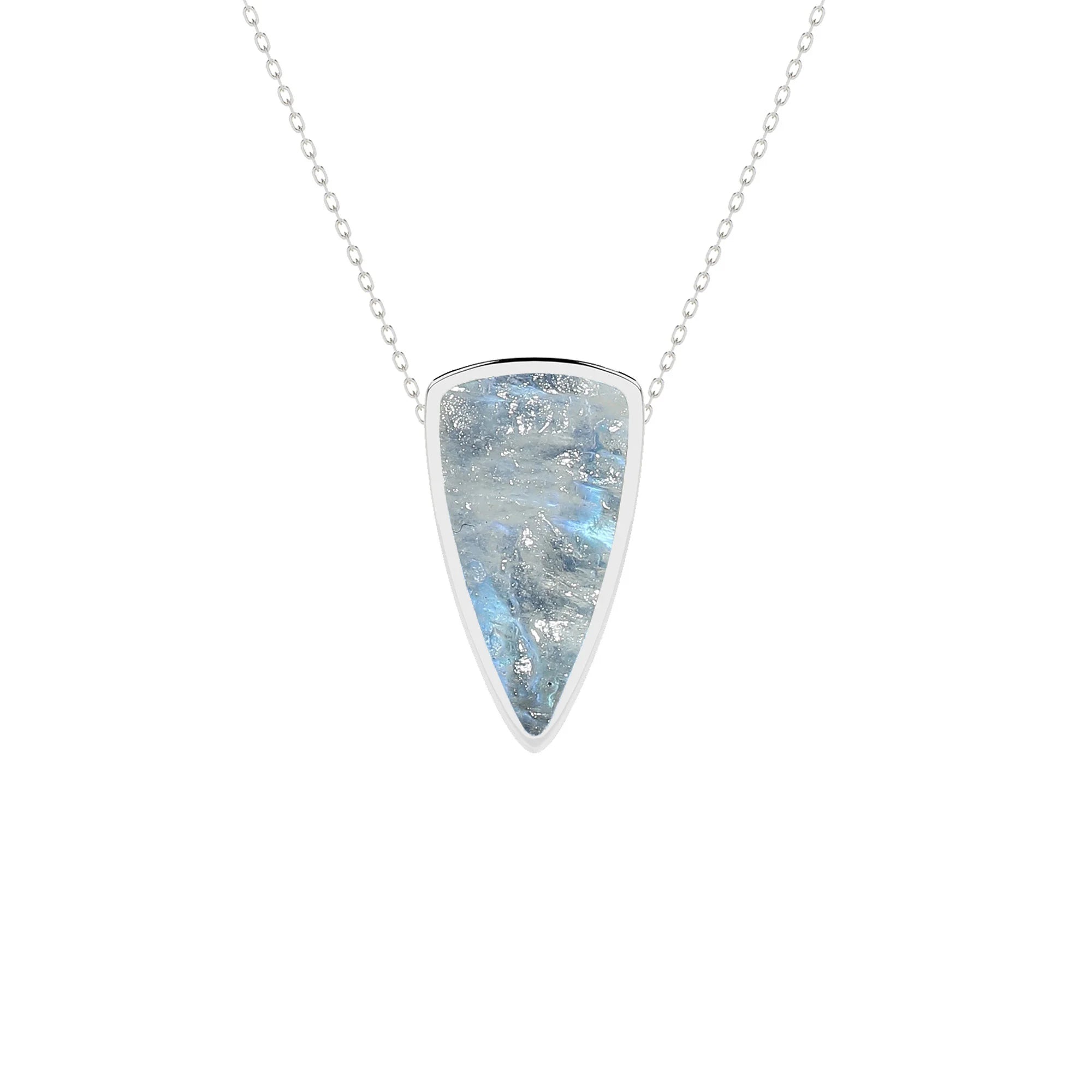 natural rainbow-moonstone bullet shape pendant necklace