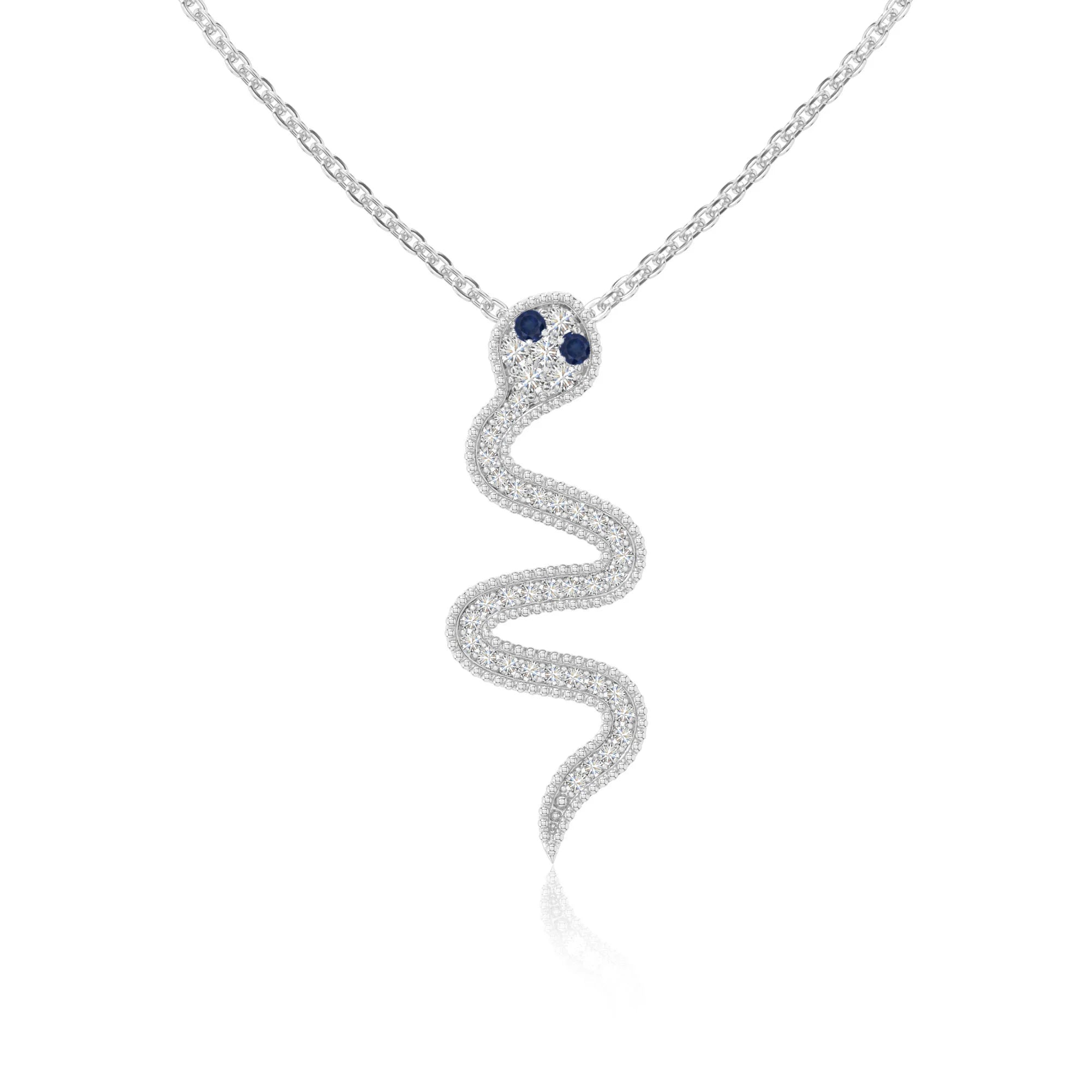 natural blue-sapphire snake necklaces in sterling silver 