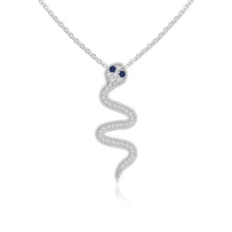 natural blue-sapphire snake necklaces in sterling silver 