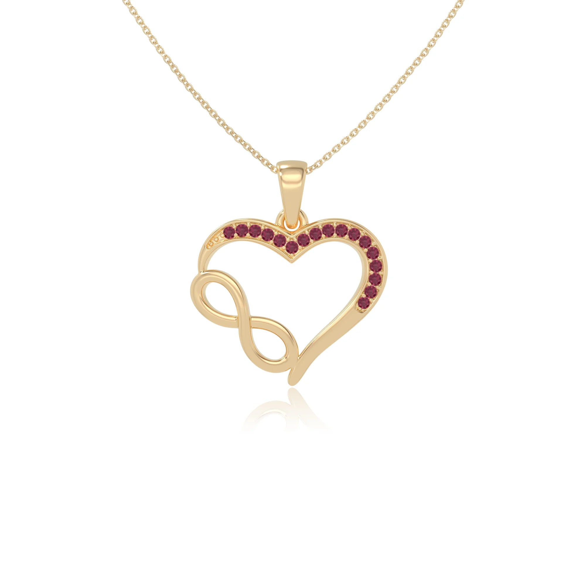 natural ruby infinity necklaces in yellow gold vermeil 