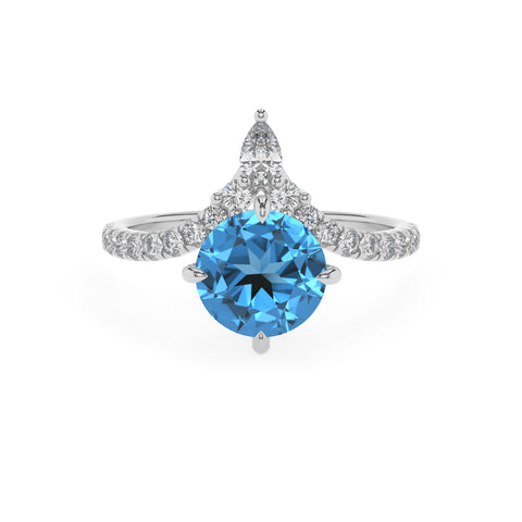 natural swiss blue topaz round solitaire engagement ring