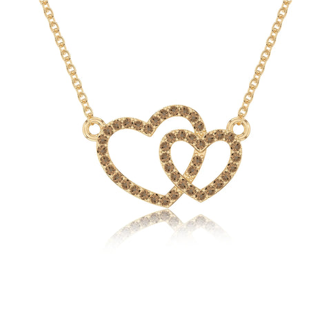 natural citrine heart in heart necklaces in yellow gold vermeil 