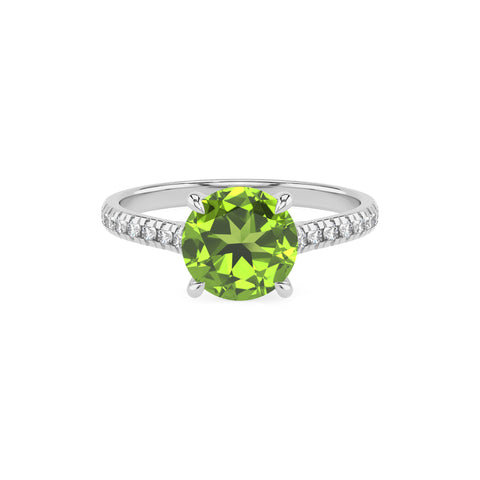 natural peridot round half eterity solitaire engagement ring