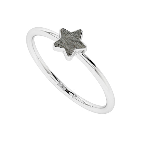 meteorite star shape stackable bezel-set ring