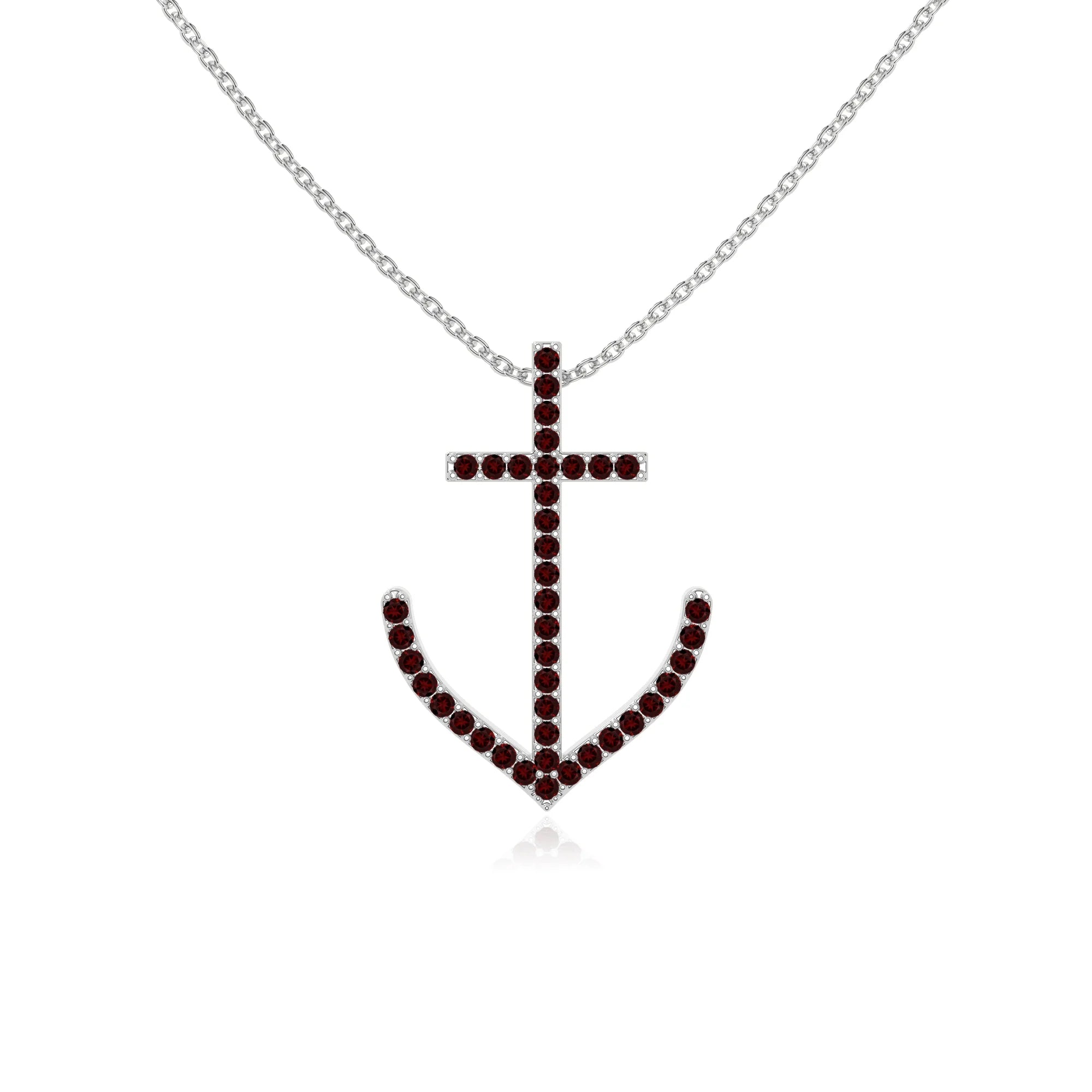 natural garnet anchor necklaces in sterling silver 