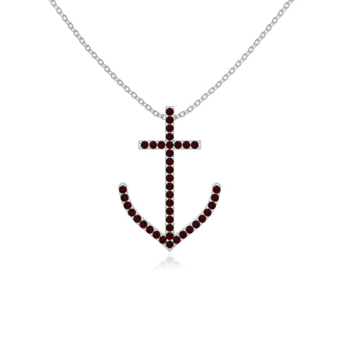 natural garnet anchor necklaces in sterling silver 