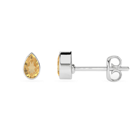 natural citrine pear shape stud earrings