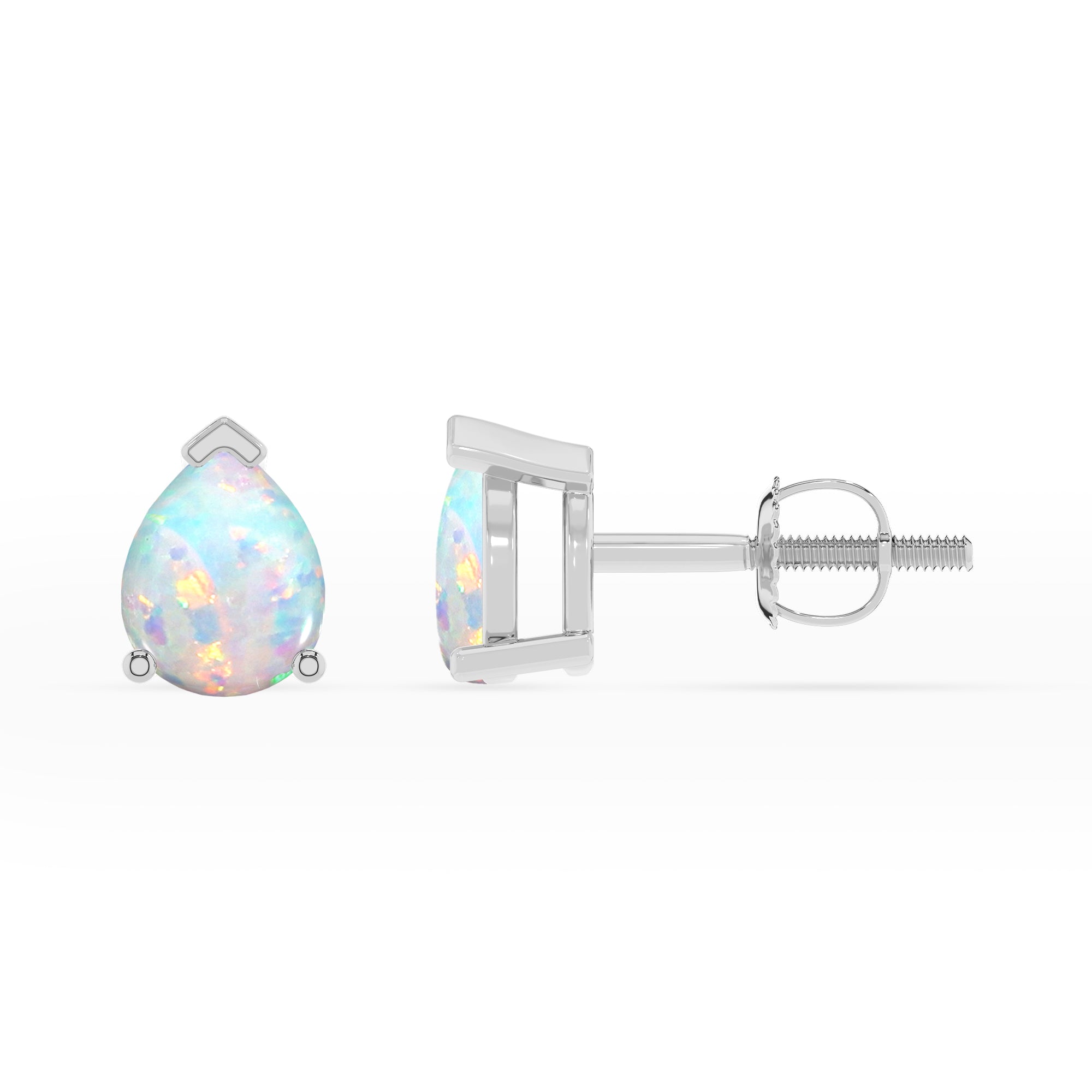 lab grown opal pear stud earrings 