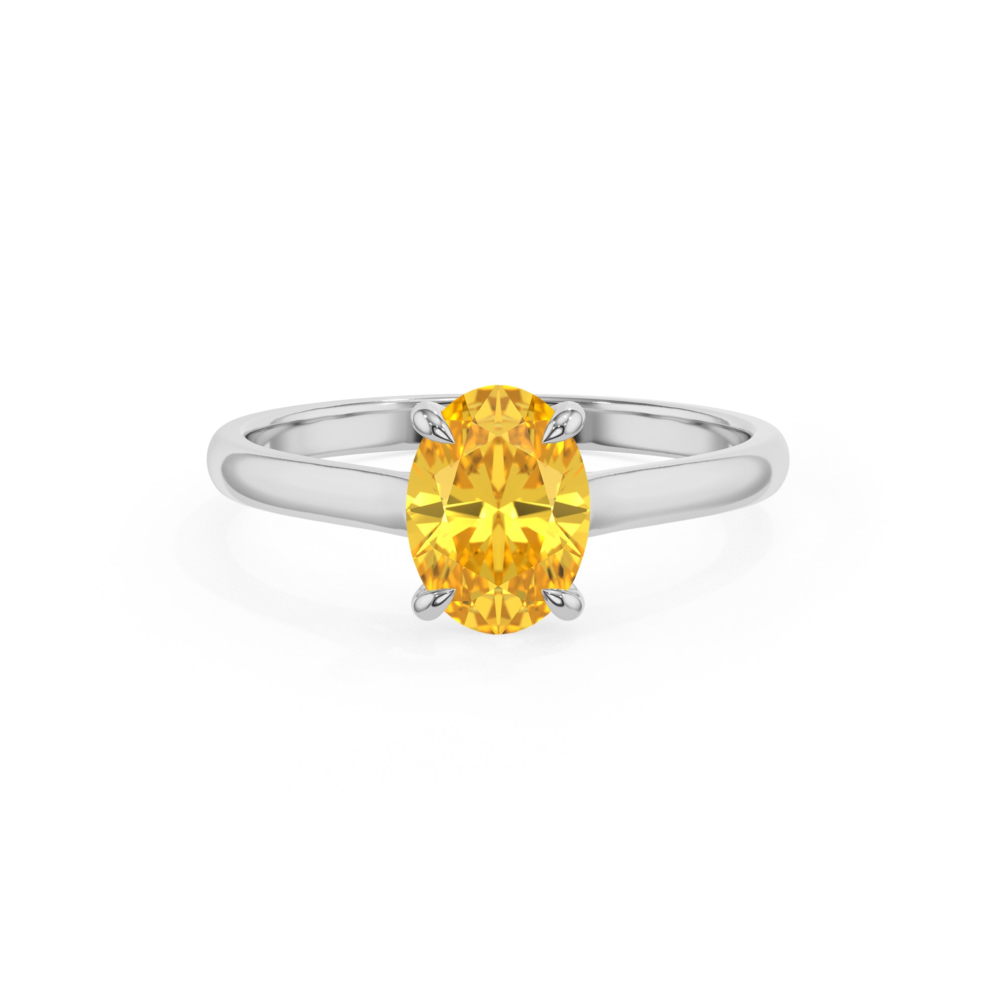 lab grown yellow sapphire oval solitaire engagement ring