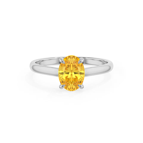 lab grown yellow sapphire oval solitaire engagement ring