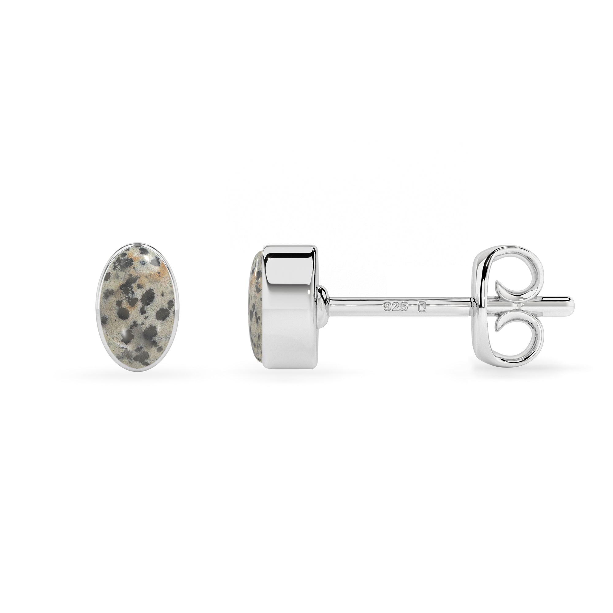 natural dalmatian oval shape stud earrings