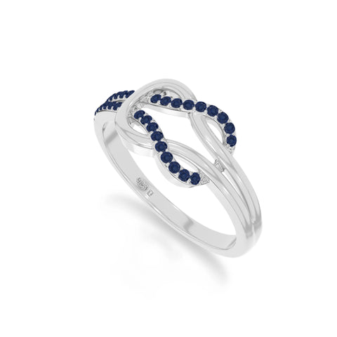 natural blue sapphire infinity knot promise rings in sterling silver 