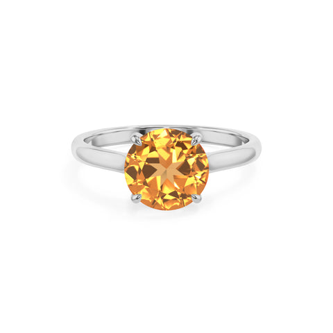 lab grown citrine round solitaire engagement ring