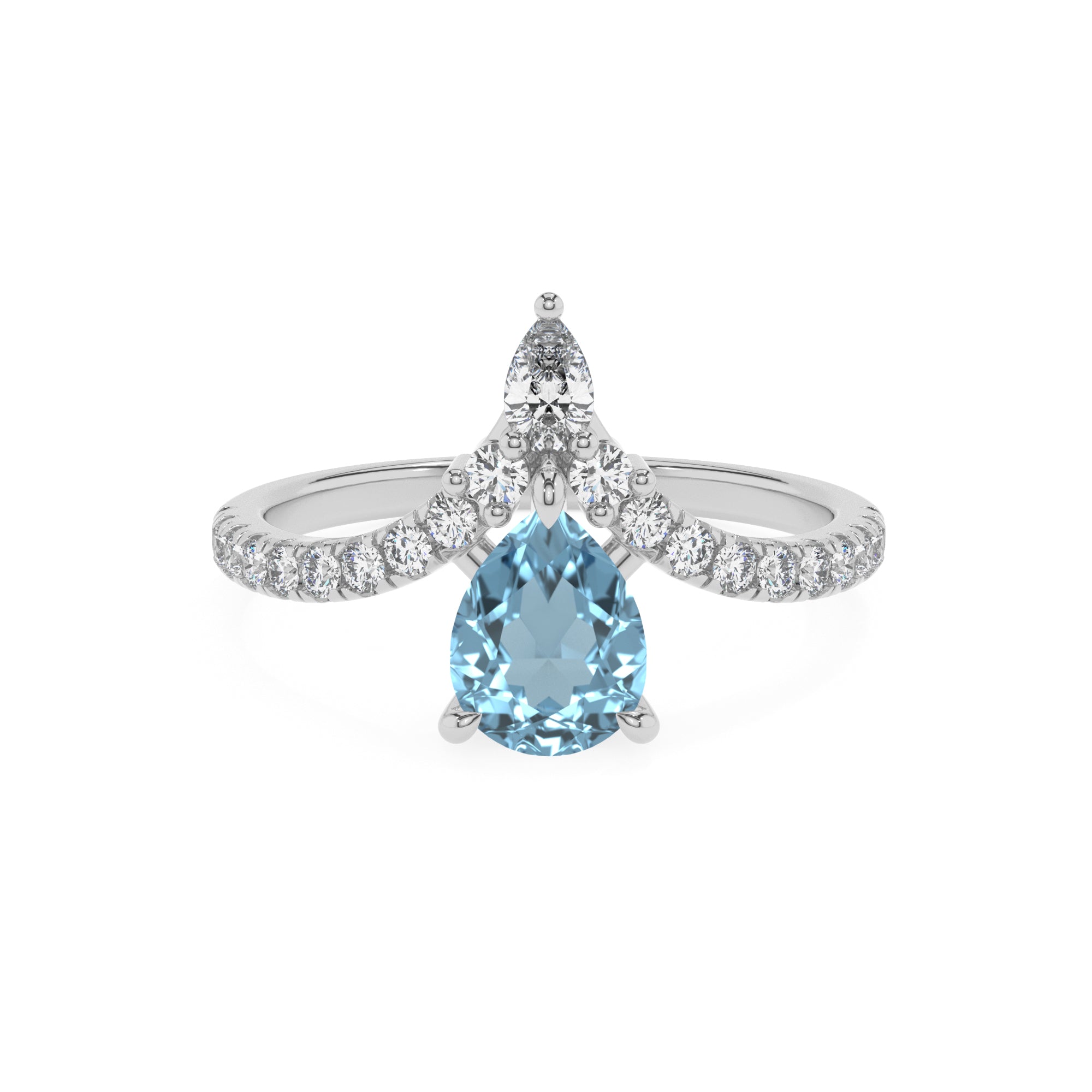 lab grown aquamarine pear solitaire engagement ring