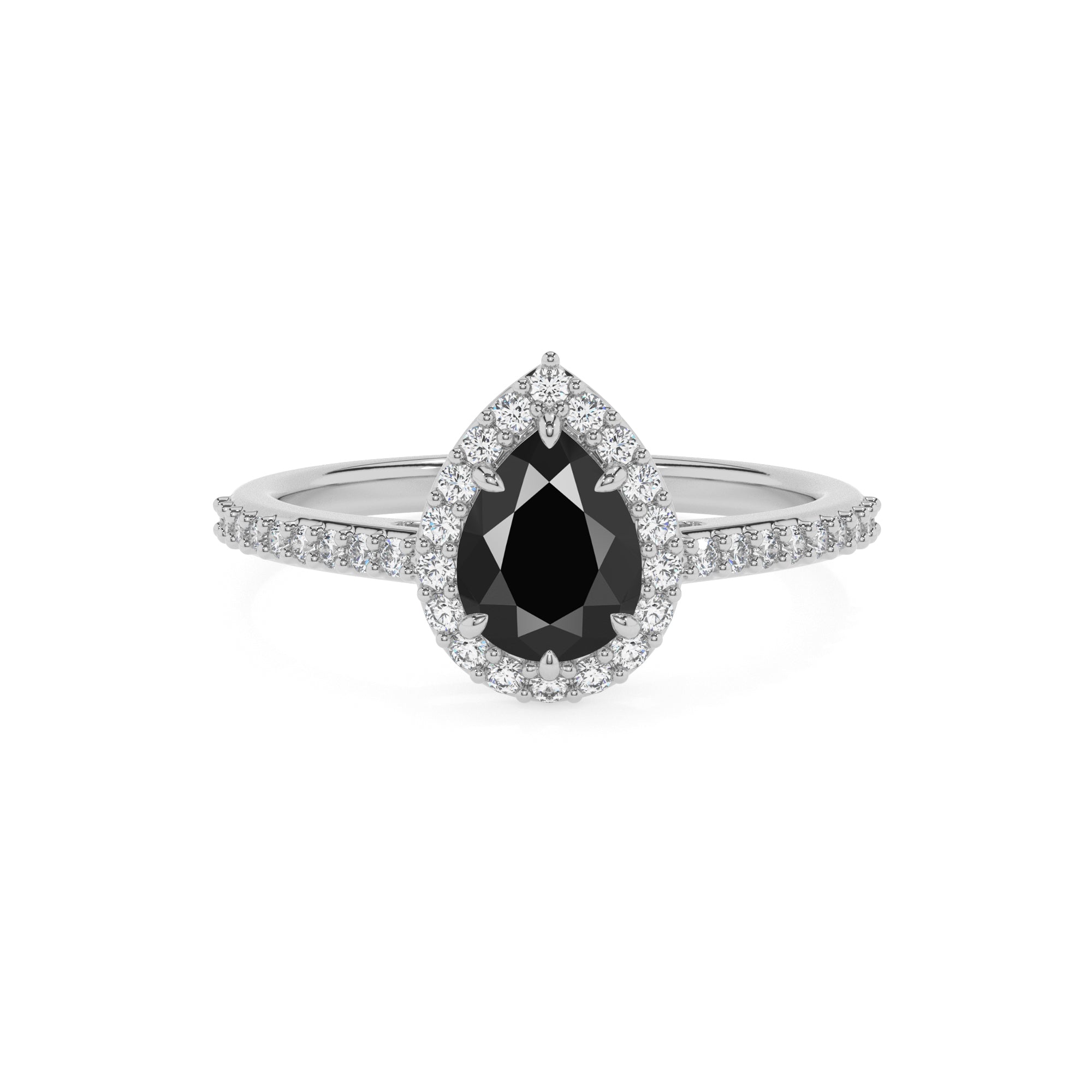 natural black-onyx pear half eterity halo solitaire engagement ring