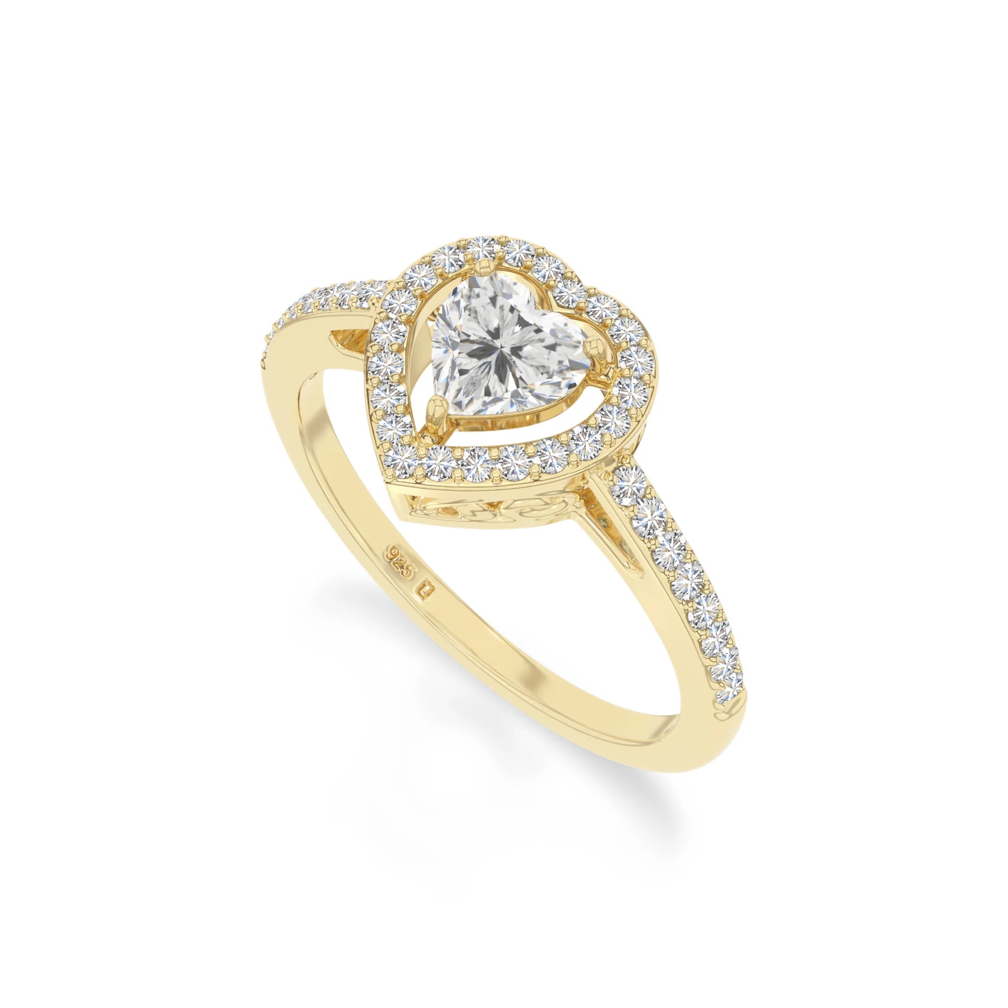 natural moissanite solitaire halo engagement rings in yellow gold vermeil