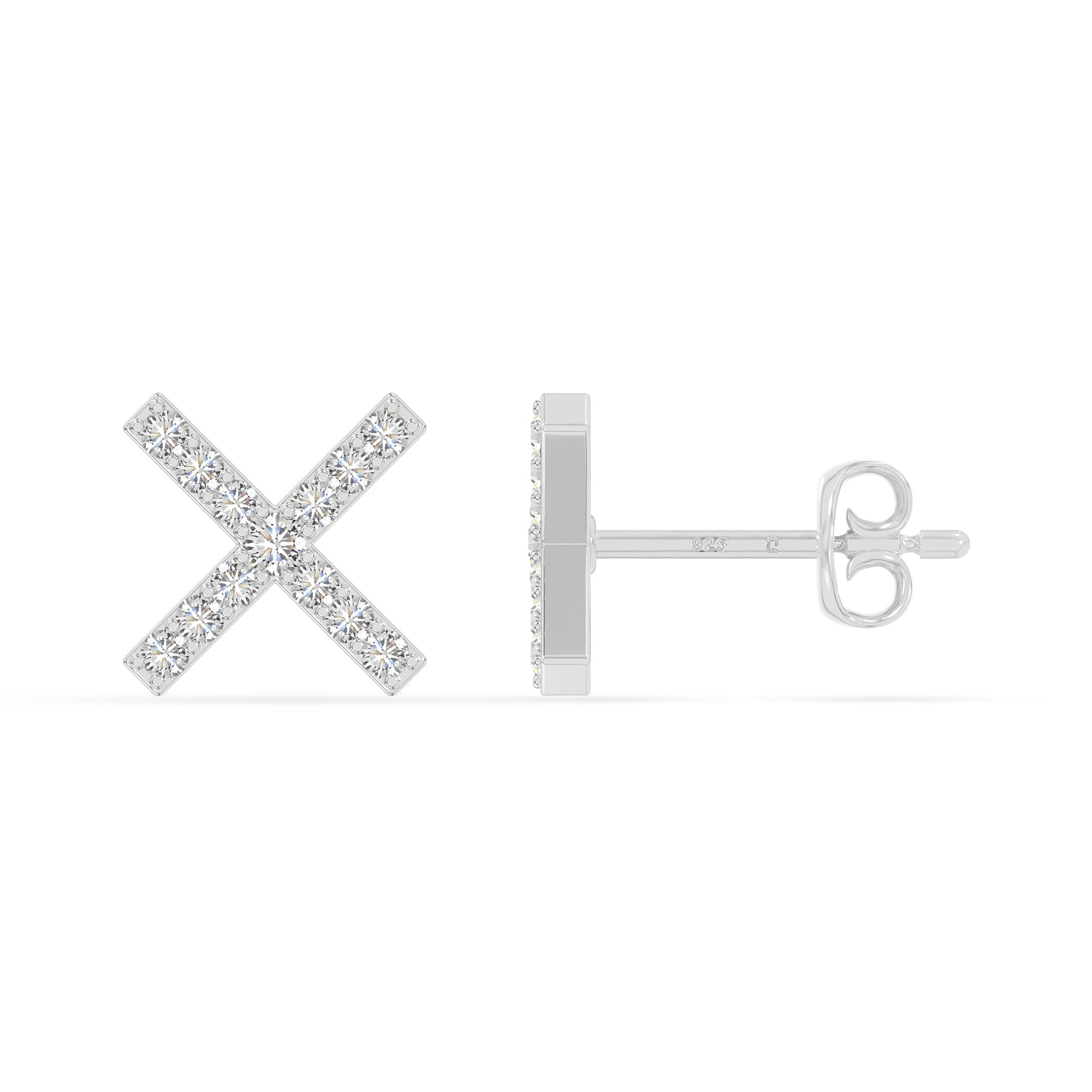 moissanite x stud earrings in sterling silver 