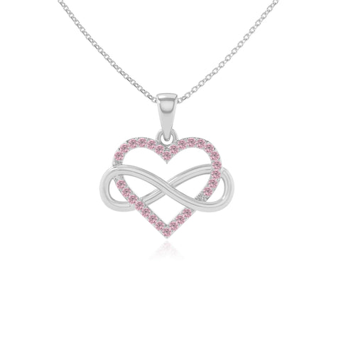 natural pink-tourmaline infinity heart necklaces in sterling silver 