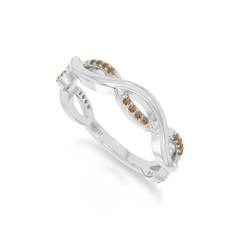 natural citrine twisted wedding band rings in sterling silver 