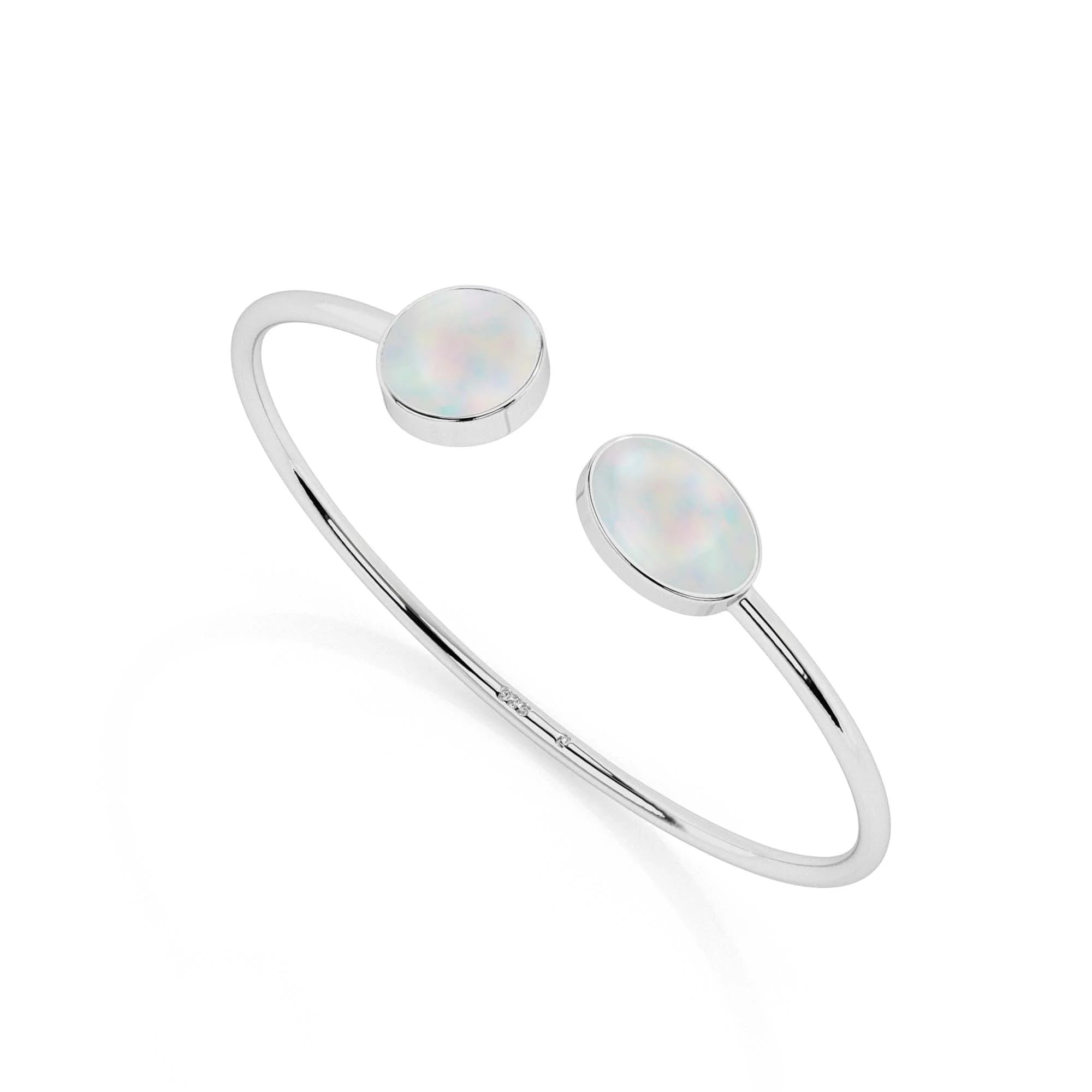 natural ethiopian-opal round-oval shape twister bracelet