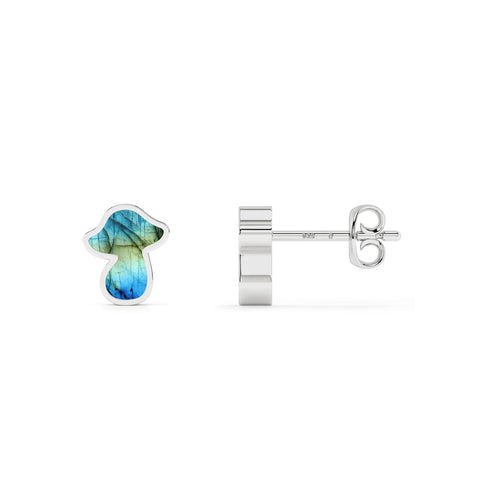 natural labradorite mushroom shape stud earrings